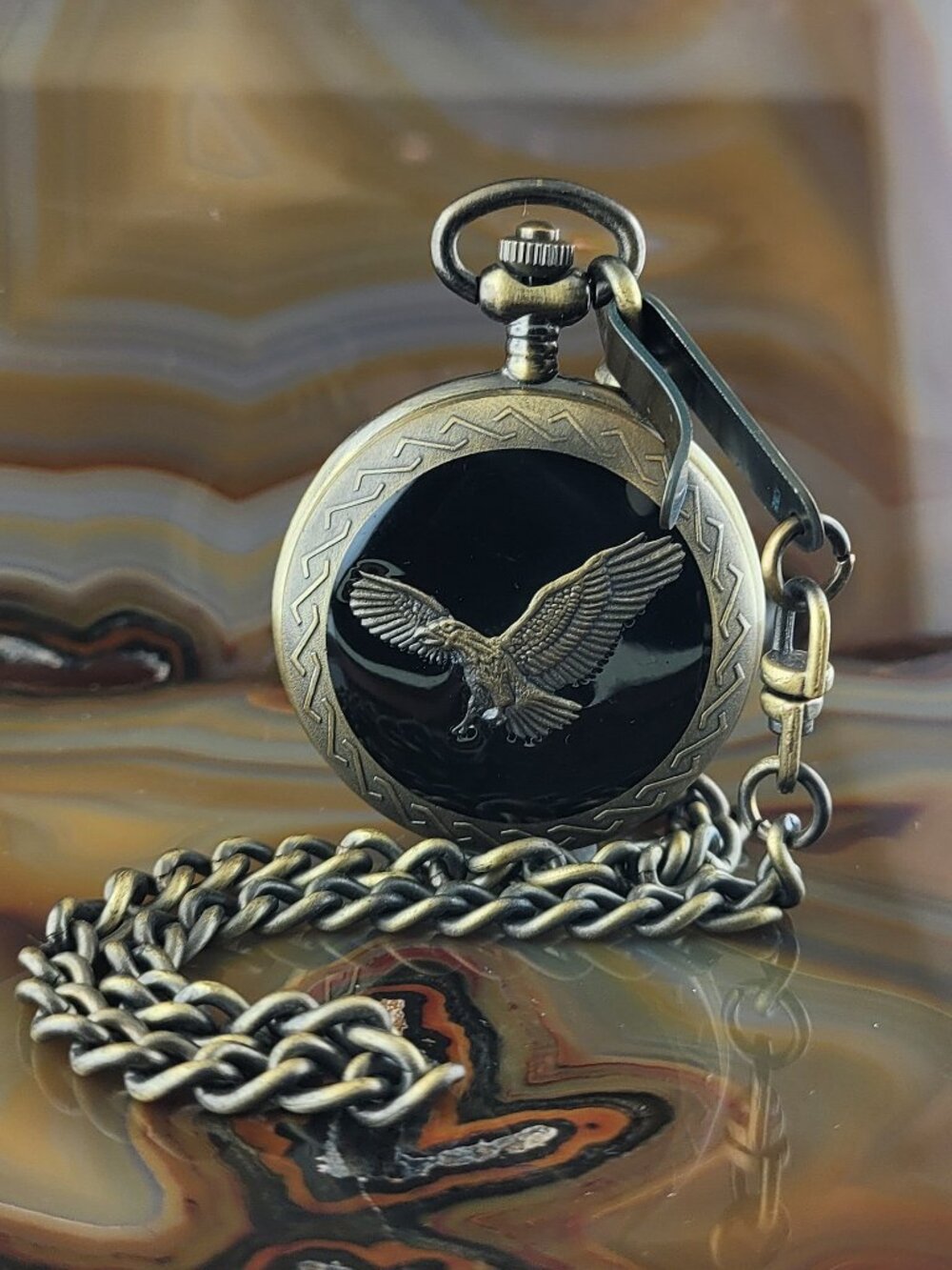 Vintage BENRUS Bronze Eagle Pocket Watch